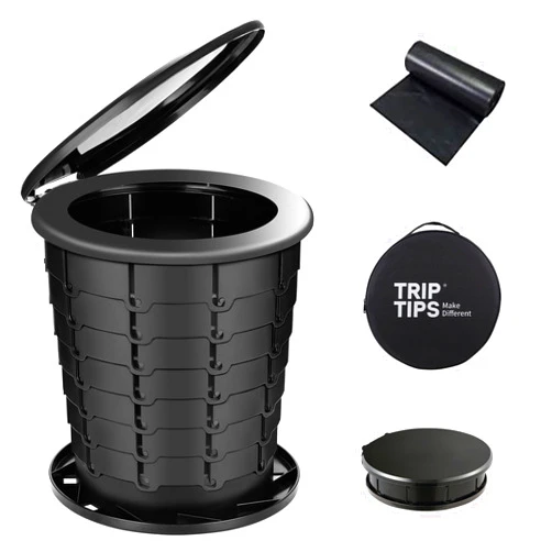 TRIPTIPS Upgrade Retractable Portable Toilet Travel Toilet Adjustable Height Camping Toilet Portable Potty for Adults Kids, Foldable Portable Toilet for Camping/Car