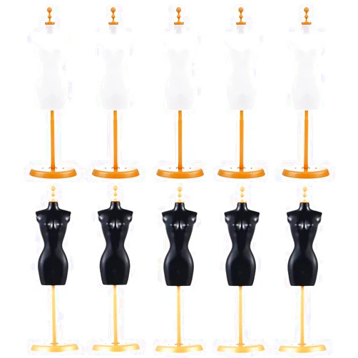 EXCEART 10pcs Doll Dress Form Girl Plastic Demountable Display Support Holder Mini Doll Model Racks Doll Dress Display Holders Clothing Mannequins Model Stand Doll Accessories