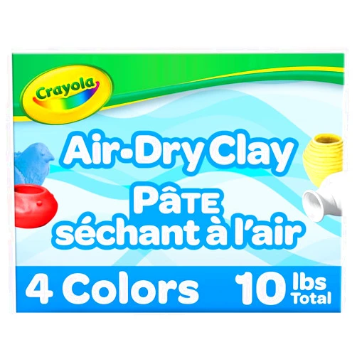 Crayola Air Dry Clay, Classic Colors, Bulk (4) Set of 2.5 lb. Resealable Buckets, Modeling Clay Alternative for Kids