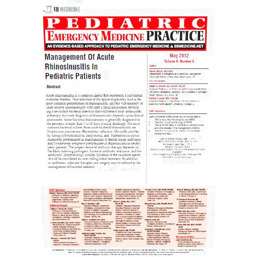 Itzhak Brook Pediatric Emergency Medicine Practice: Management Of Acute Rhinosinusitis In Pediatric Patients