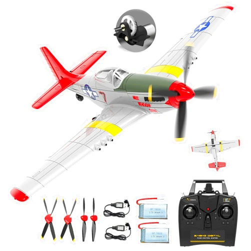 Rcxsuv VOLANTEXRC RC Plane - P51 Mustang Ready to Fly with X-Pilot Stabilization - Remote Control Aircraft for Adults, One-Key Aerobatics, 2.4GHz 6-Axis Gyro