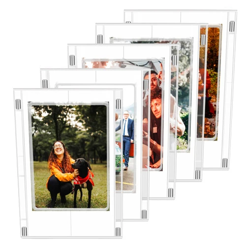 BOBOOBUS Mini Magnetic Picture Frame, Fridge Magnetic Photo Frame for Polaroid Fujifilm Instax Mini Film (5 Pack) (Transparent)