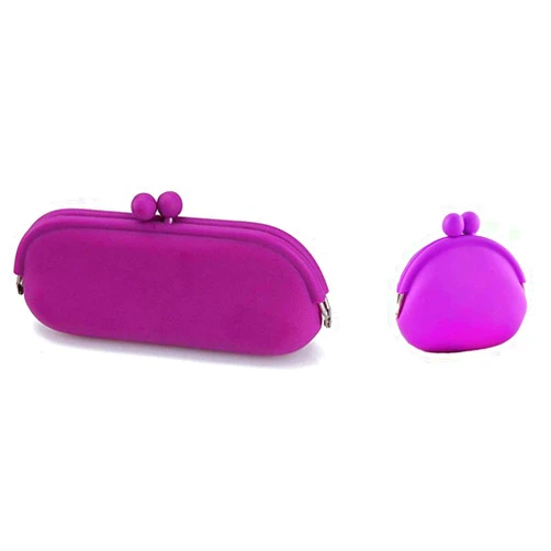 Efreecity Silicone Coin Purse/Multi Case (purple coin bag+eyeglass case)
