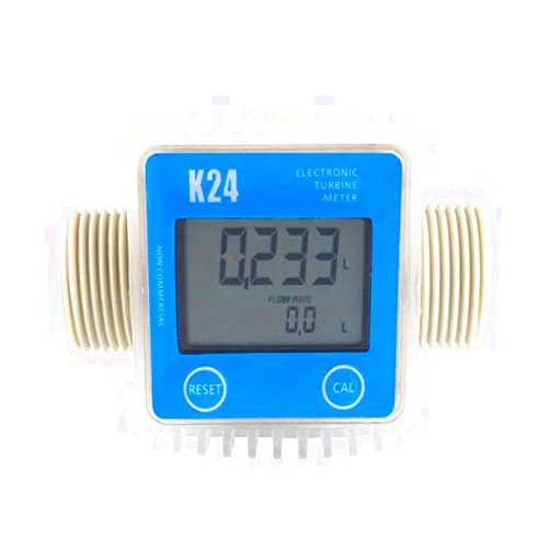 AYNEFY Meter,Turbine Meter Water Meter K24 LCD Turbine Digital Fuel Meter Check Valve Widely Used for Chemicals Water