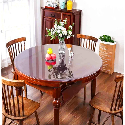 DARKAL 1.5mm Thick Round Clear PVC Table Cover Protector Vinyl Waterproof Plastic Tablecloth Anti-hot Table Mat Transparent Tablecloths (64 inch Dia,Regular)