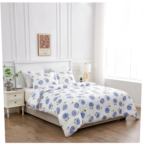 Mélange Home Melange Home Printed Design Cotton Collection 400 Thread Count Blue Hydrangea Duvet Set Full - Queen - 3 Piece