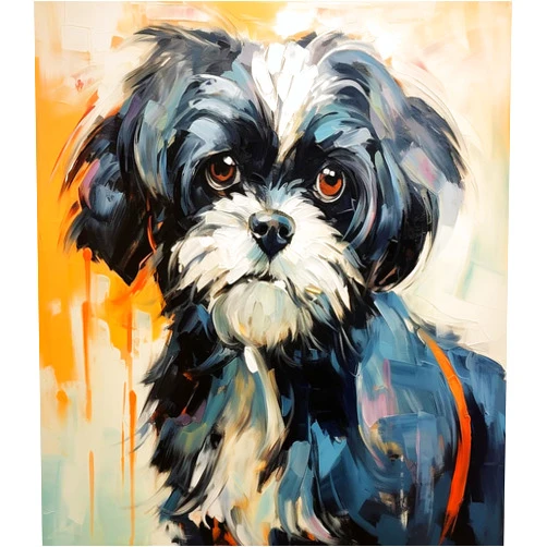 ZMHZMY Paint by Number Shih Tzu Dog DIY Oil Painting Paint by Number Kit for Adults Beginner Dog DIY Canvas Acrylic Painting by Numbers Painting Arts Craft for Home Decor,40x50cm No Frame