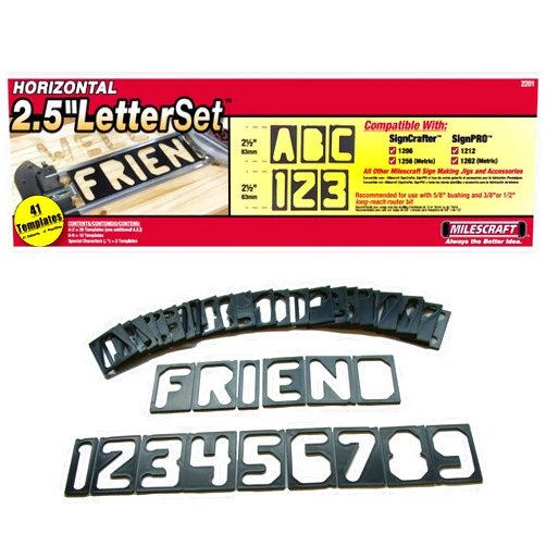 Milescraft 2201 Horizontal Character Template Set 2.5in (41 piece) Router Template set for Sign Making