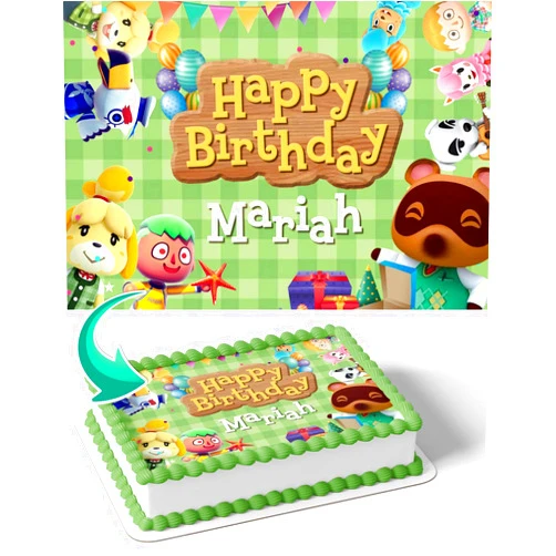 Cakecery Animal Crossing AC Edible Cake Image Topper Personalized Birthday Cake Banner 1/4 Sheet