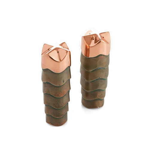 nambe Copper Canyon Salt and Pepper Shakers | 2-Pc Set | Salt Shaker w/Copper Lid | Cute Spice Jars | Use Dispenser for Himalayan Seasoning Herbs or Spices for Kitchen and Tabletop