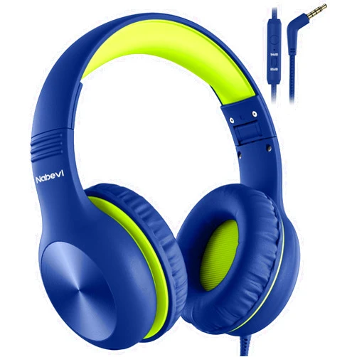 Nabevi Headphones for Kids for School, Kids Headphones with Microphone, Sharing Function, 85dB/94dB Safe Volume Limit, HD Sound, Over Ear Kids Headphones for School, On-line Study, Travel [DarkGreen]
