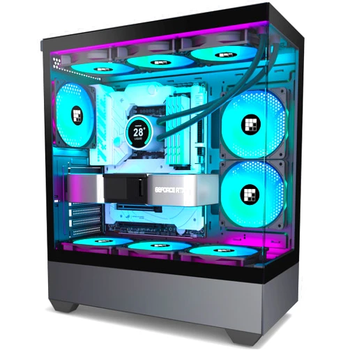 FOIFKIN PC Case - Pre-Installed 5 PWM ARGB Fan, ATX Mid-Tower Gaming PC Case,Type-C, FOIFKIN (Black, F1)