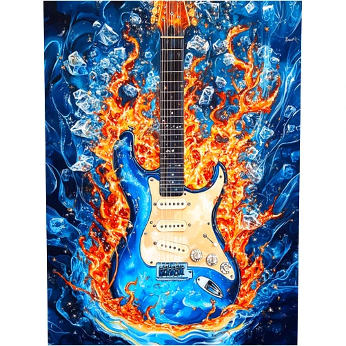 VAIIEYO 5D DIY Diamond Art Kits for Adults Guitar, Diamond Painting Musical Instrument, Paint by Numbers Full Drill Round Rhinestone Craft Canvas for Home Wall Decor Gift 12x16 inch-7