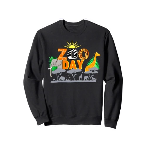 Children Off to the Zoo day trip vacation at zoo Fun Zoo day cute animals school field trip safari Sweatshirt