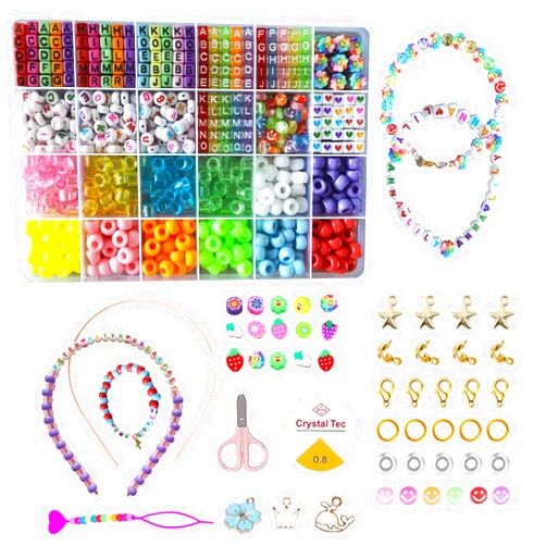 Vytung 1600pcs Letter Beads Alphabet Beads Pony Beads Bracelets Jewelry Making Crafting Beads Kit Set Rainbow Beads Box