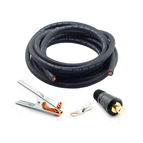 WeldingCity 10-ft 2-AWG USA-made Heavy Duty Welding Cable with Work Clamp and Dinse-type Twistlock Connector Plug for Welder Whip Lead