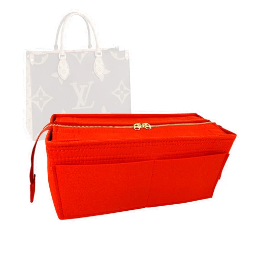 Zoomoni Premium Purse Organizer Insert For LV Onthego PM, Onthego MM, Onthego GM, Detachable Zipper Top Cover Options (Handmade/20 Color Options) [Bag Organiser, Liner, Insert, Shaper]