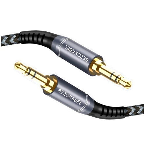 BEZOKABEL 3.5mm Audio Cable 16ft - Audio Cable Male to Male, BEZOKABLE Nylon Braided Aux Cable Auxiliary Cable Hi-fi Sound for Car, Headphones, Home Stereos, Speakers, Tablets, iPhone iPad