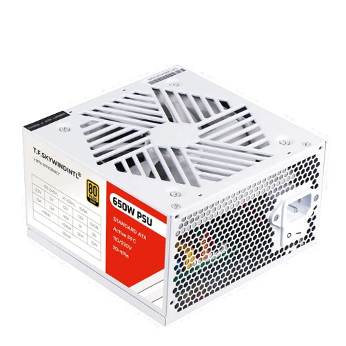 T.F.SKYWINDINTL Power Supply 650W Standard ATX PC PSU 80 Plus Gold Non Modular Full Voltage 110-240V Active PFC with 20+4Pin Motherboard Power Cable for Desktop Gaming Server White