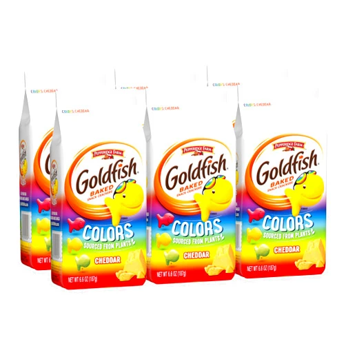 Goldfish Colors Cheddar Cheese Crackers, Baked Snack Crackers, 6.6 oz Bag (Pack of 6)