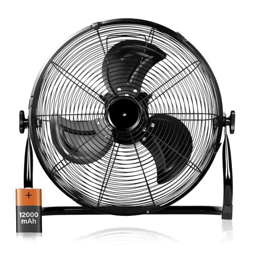 Simple Deluxe 12 Inch Battery Operated Floor Fan, Rechargeable Powered High Velocity Fan with Metal Blade, Portable Cordless Floor Fan for Outdoor, Camping, Travel