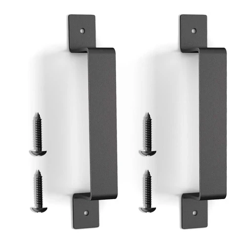 SANKEYTEW Barn Door Pull Handle Black Steel Hardware for Sliding Door Gate Cabinet Closet Drawer Garage Shed, Rustic Style (2 pcs)