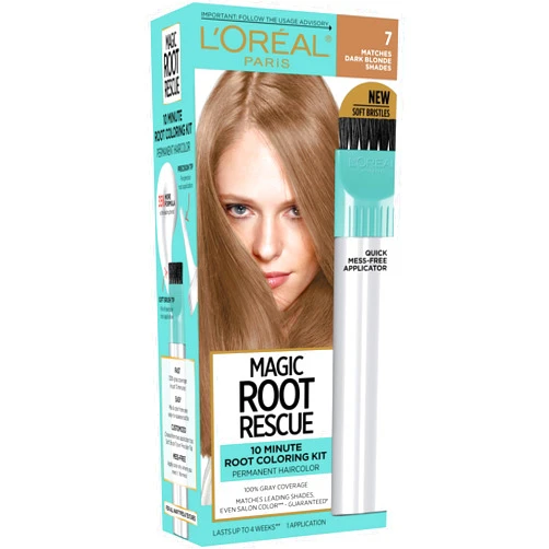 L’Oréal Paris L'Oreal Paris Magic Root Rescue 10 Minute Root Hair Coloring Kit, Permanent Hair Color with Quick Precision Applicator, 100 percent Gray Coverage, 7 Dark Blonde, 1 kit (Packaging May Vary)