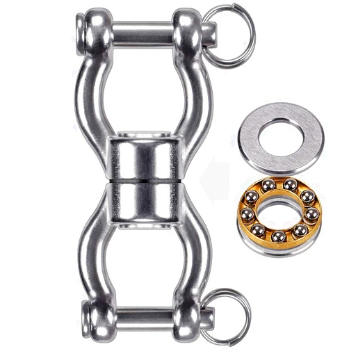 SELEWARE Silent Bearing Swing Swivel, 360° Rotational Device Hanging Accessory with 2 Removeable Buckle for Tree Swing, Hammock Chair, Climbing Rope, Yoga, Kids Swing Swivel, 1200LB Capacity