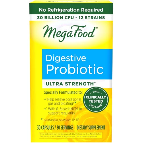 MegaFood Digestive Probiotic - 12 Strain Vegetarian Probiotics for Women & Men, 30 Billion CFUs, Support Gut Health, Probiotics for Digestive Health Help Relieve Occasional Gas & Bloating, 30 Capsules