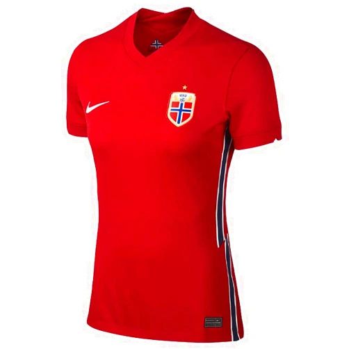 Nike 2020-2021 Norway Home Womens Football Soccer T-Shirt Jersey Red