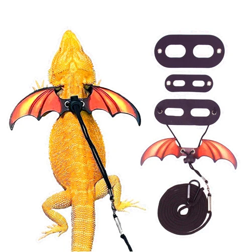 ADOGGYGO Bearded Dragon Lizard Leash Harness - Adjustable Cool Leather Wing Lizard Reptile Harness Leash for Bearded Dragon Lizard Reptiles (Orange)
