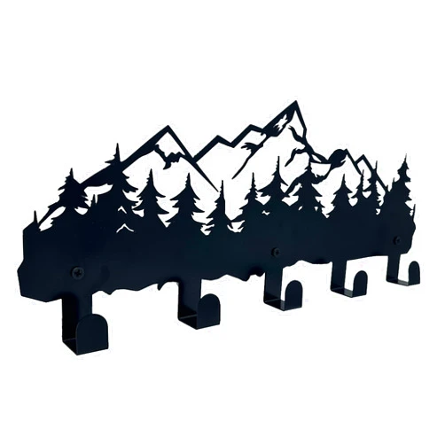 ZORISE Metal Mountain Coat Hooks and Key Holder, Mountain Design Wall Art Decor, Clothes Hat Rack, and Backpack Hanger, Storage Decor for Living Room, Hallway, Office, Kitchen, Entryway, and Bedroom