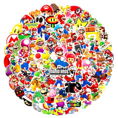 YINFENGKANHAI 100pcs Cartoon Super Mario BROS. Stickers for Kids, Vinyl Waterproof Mario Decal for Water Bottle Laptop Toy Sticker for DIY Decorate Bumper Phone Hard Hat Kids Teens Gifts (Mar100)