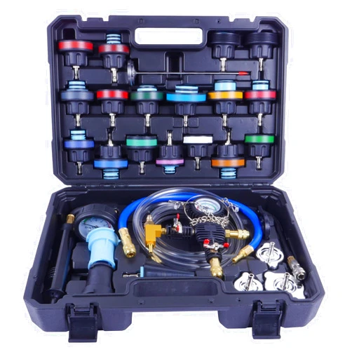 CXPRO 28pcs Universal Radiator Pressure Tester Kit, Tester Pneumatic Vacuum Cooling System Purge Refill Leak/Refiller Set, Universal Automotive Domestic/Import Vehicles, Motorcycle