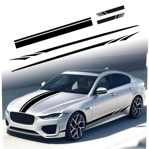 TOMALL 5pcs Car Side Body Stickers Car Hood Decal Car Stripe Decals Rearview Mirror Stickers for Car Waterproof Vinyl Decals Roof Hood Bumper Car Door Sports Racing Universal Sticker Decoration(Black)