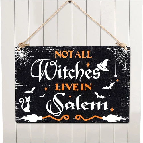 YOYI ART Witch Decor Halloween Decorations Vintage Retro Metal Signs - Not All Witch Lives in Salem - Halloween Signs Hocus Docus Decor Tin Signs for Home, Kitchen, Office, Door, Porches, 12 x 8 inches