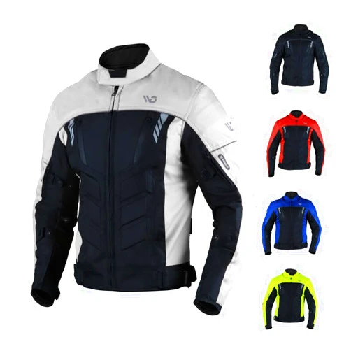 WD Motorsports Vegas 1.0 Men’s Textile Motorcycle Jacket, All-Season CE Armored, Waterproof Cordura Biker Jackets with Removeable Lining & Ventilated Zippers (Grey, Large)