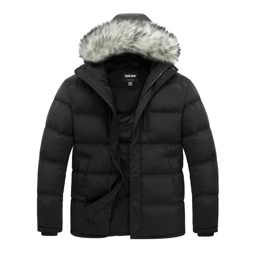 Soularge Men's Big and Tall Thicken Padded Winter Parka Coat with Removable Hood