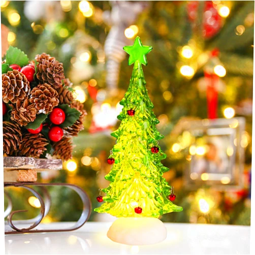Yinns Christmas Tree with Light,12 inches Acrylic Christmas Tree Christmas Table Decorations, Xmas Tree for Indoor Home Decor