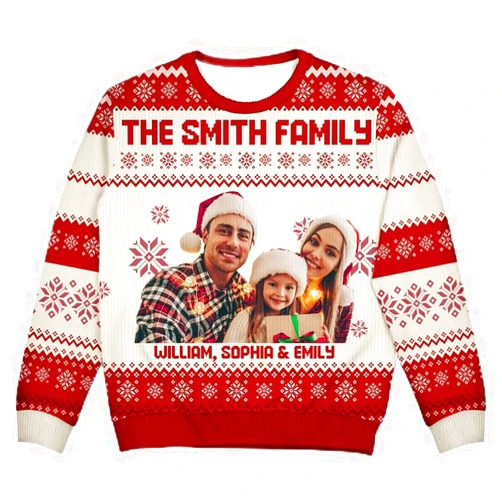IZI POD Personalized Face Sweater, Custom Photo Christmas, Funny Gift For Family, Dad, Mom, Grandpa, Grandma, Ugly Sweater