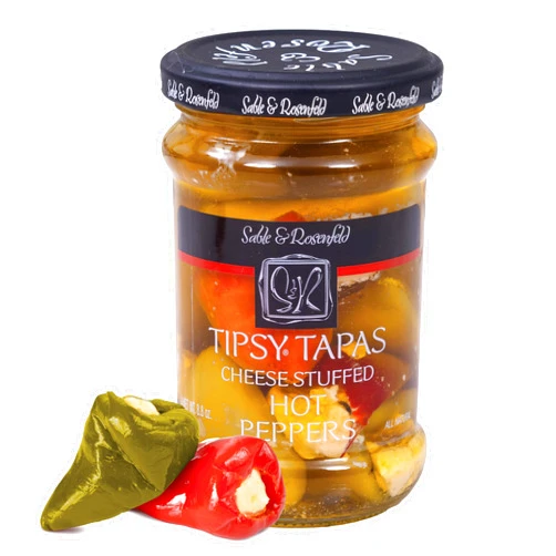 Sable & Rosenfeld Tipsy Tapas Cheese Stuffed Hot Peppers, 8.8 oz Jar (Pack of 1), Gluten-Free Gourmet Appetizer for Parties and Charcuterie Boards