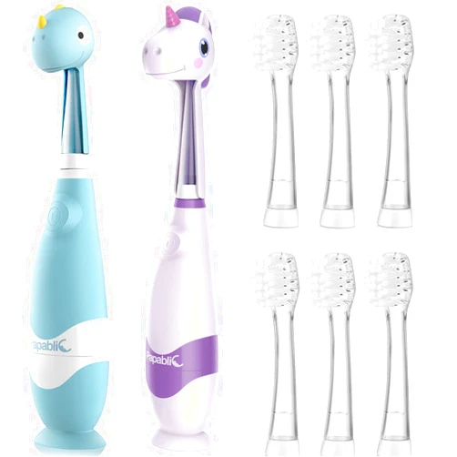 Papablic Toddler Sonic Electric Toothbrush with Covers for Babies and Toddlers Ages 1-3 Years, Debby Bundle with Arya