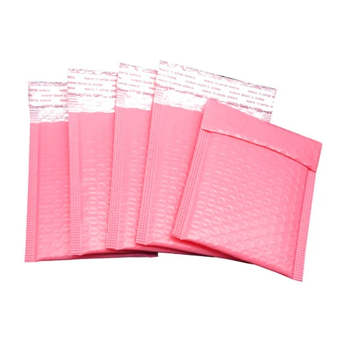 NO.1987 commerce 5x7 Inch Pink Poly Bubble Mailers Small Padded Envelopes Self-Sealing Shipping Bags 100 Pack
