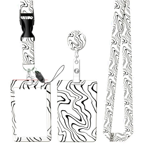 GMJzzx Badge Reels Retractable with Carabiner Reel Clip, ID Name Tag Work Badge Holder Belt Ferrule, Identity ID Badge Holder Cover Case for Office Work Nurse Teacher Student Gifts(Abstract Wavy Stripes)