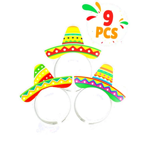 Joyousa Fiesta Party Hats - 9 Pack Headband Hats - Cinco De Mayo Party Supplies Decorations Fiesta Party Supplies – Mexican Fiesta Party Favors Props