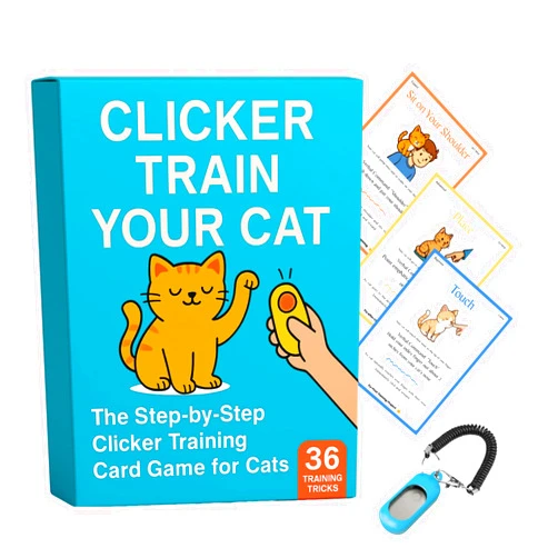 Generic Cat Clicker Training Kit with 36 Trick Cards - Complete Set Includes Pet Clicker & Progress Chart for Fun, Bonding, and Positive Behavior Training in Cats & Kittens