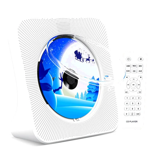 KOVCDVI CD Player Bluetooth Desktop CD Players for Home CD Player with Speakers with Remote Control & Dust Cover Display FM Radio Timer USB AUX Headphone Port