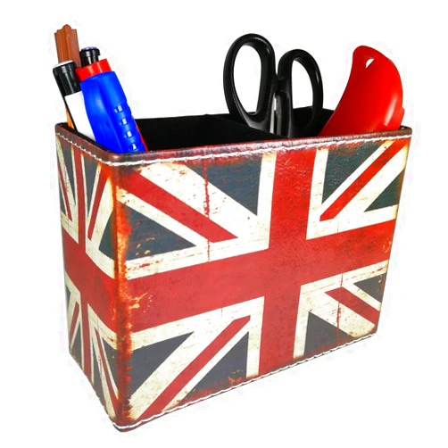 DreamsEden Vintage Pen Pencil Holder Cup Retro Pattern Desk Organizer for Home Office Bedroom (Union Jack Flag Square)