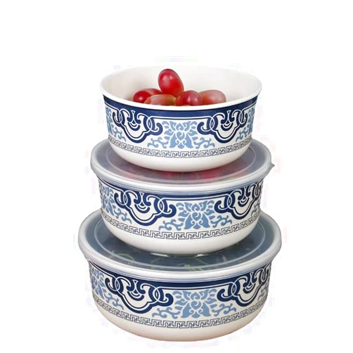 SKKAH Nesting Mixing Bowls with Lids, Set of 3, Airtight Melamine Mixing Bowl for Food Storage, Meal Prepping, Salad, Fruits, Unbreakable(39oz, 26oz, 18oz)