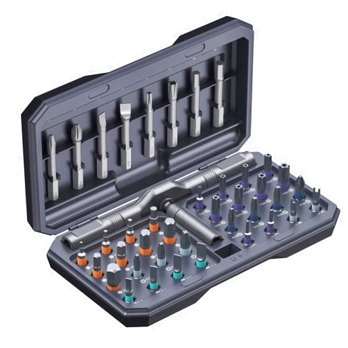 AMIR 42 in 1 Ratchet Screwdriver Kit with 40 PCS Magnetic Bits, Repair Screwdriver Set with Rotatable Ratchet Handle, Versatile Ratchet Handle Screwdriver Set with Carry Case(Gray)